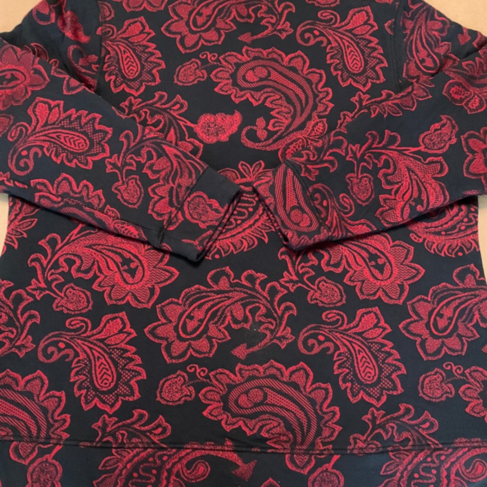 Croft & Barrow Sweatshirt Wms 1X Red Paisley Quarter Zip Pullover Classic Cozy - Picture 10 of 11